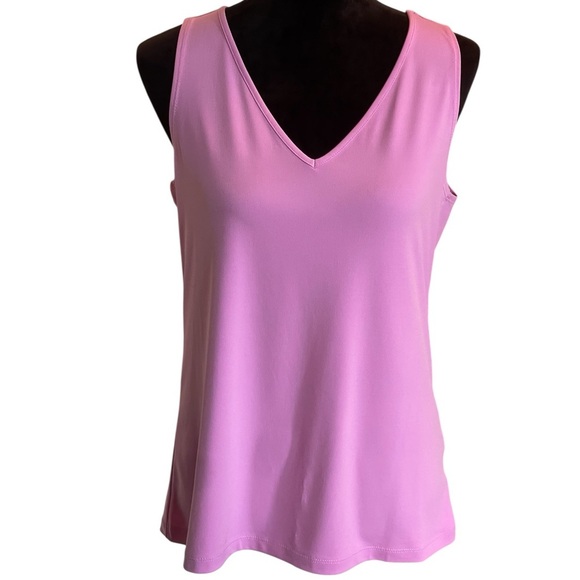 SUSAN GRAVER LIQUID KNIT PINK V NECK TANK TOP SZ SM - Picture 1 of 8